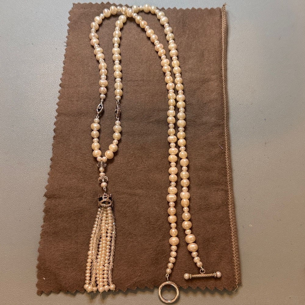 Mignon Faget Pearl Necklace with Toggle Clasp ~ Luz/Obscuro Collection